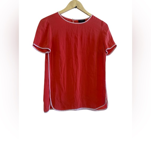 J. Crew Women’s Silk Coral Red Shirt Blouse top tee silk size 2 - Picture 4 of 15